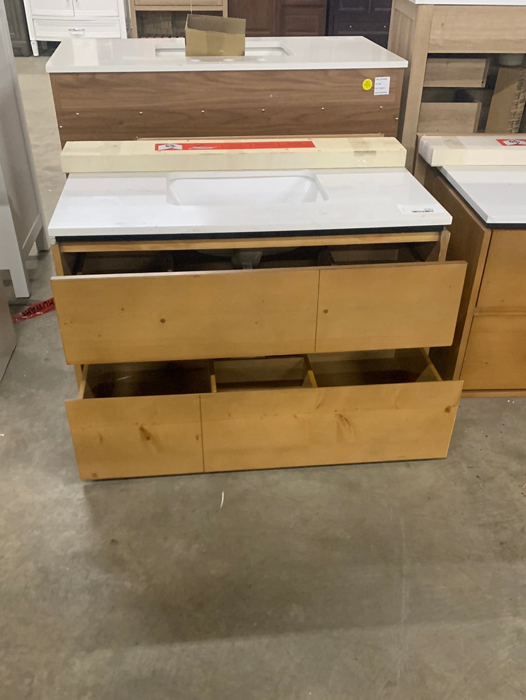 Ventford Reclaimed 36 in. Bath Vanity in Brushed Light Oak with Artificial Carrara Vanity Top with White Basin