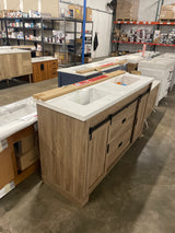 Brindley 60 in. W. x 20 in. D x 35 in. H Double Sink Freestanding Bath Vanity in Aged Oak White Engineered Stone Top
