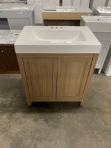 Cargrove 30 in. Single Sink Oak Bath Vanity with White Resin Composite Top (Assembled)
