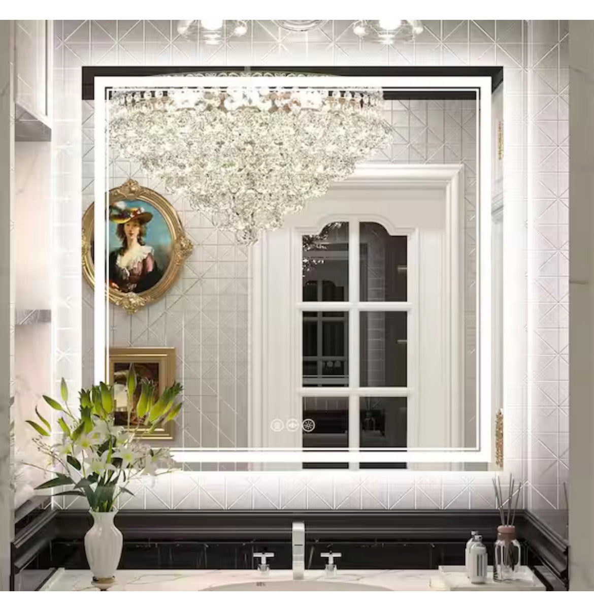 36 in. W x 36 in. H Rectangular Frameless LED Front Light and Backlit Anti-Fog Wall Mirror Bathroom Vanity Mirror