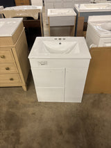 Treviso 24in. W x 18in. D x 33.5in. H Single Sink Bath PVC Vanity in White with White Basin Top and Framed Mirror