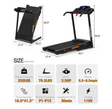 3.5 HP Black and Orange Stainless Steel Foldable Electric Treadmill with 3 Holder, LCD Display and Security Key