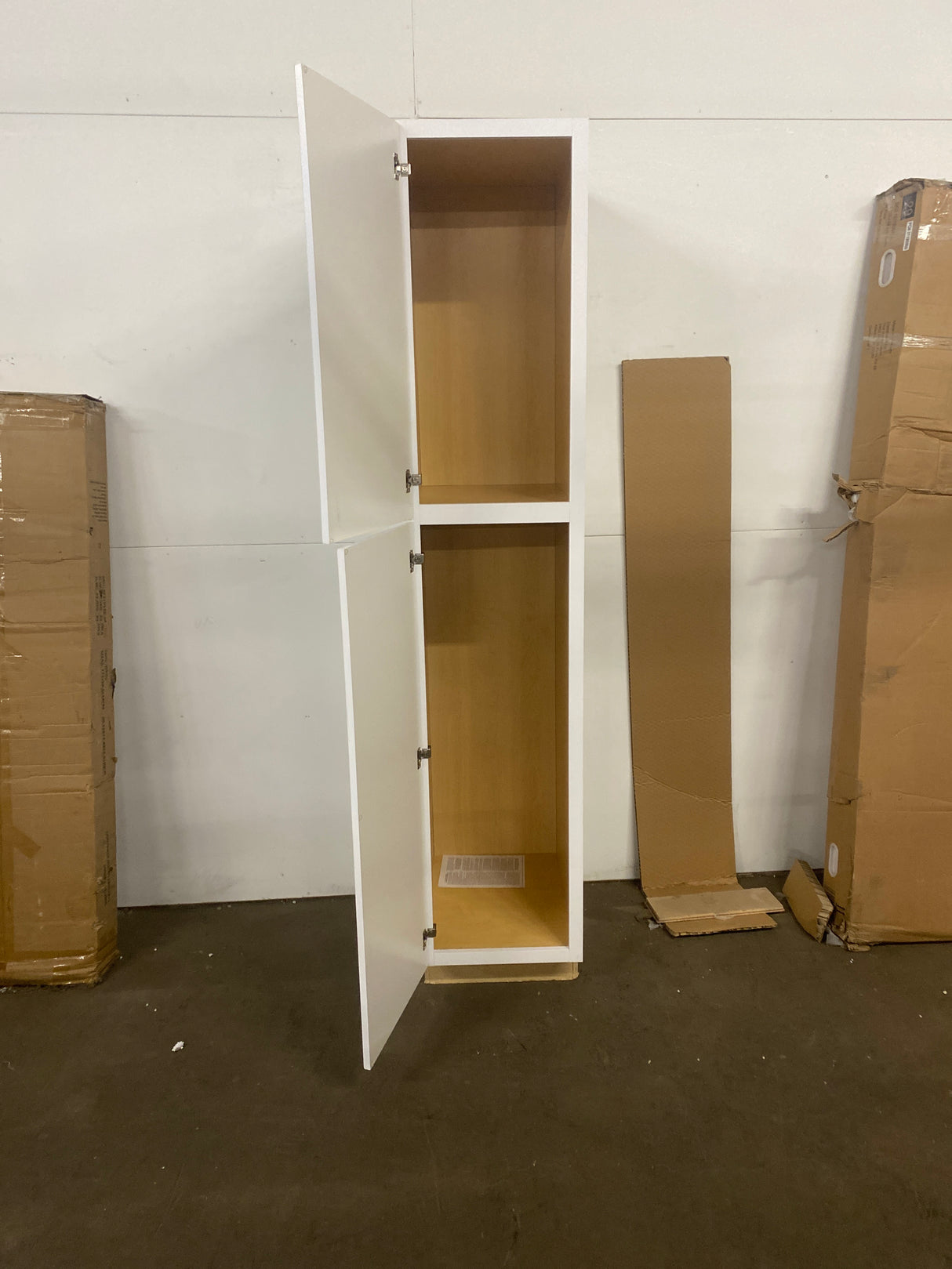 Shaker Satin White Stock Assembled Pantry Kitchen Cabinet (18 in. x 90 in. x 24 in.)