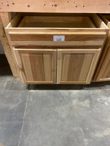 Hampton 36 in. W x 24 in. D x 34.5 in. H Assembled Base Kitchen Cabinet in Natural Hickory with Drawer Glides