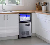 13.7 in. 80 lbs. Full Size Ice Cube Per Day Ice Maker Bottled or Tap Water Sources with 4 Adjustable Feet in Silver