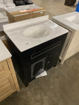 Clady 31 in. Single Sink Matte Black Bath Vanity with White Cultured Marble Top (Assembled)