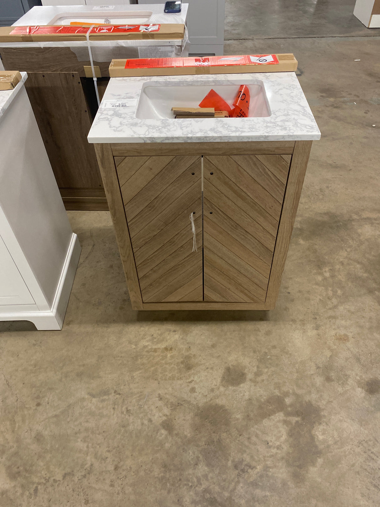 Huckleberry 24 in. W x 19 in. D x 34 in. H Single Sink Bath Vanity in Weathered Tan with White Engineered Marble Top