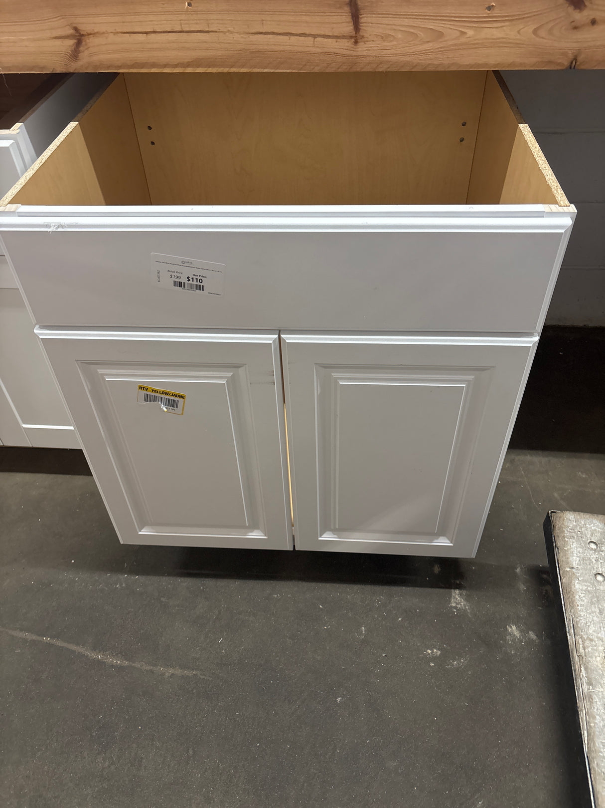 Hampton Satin White Raised Panel Stock Assembled Sink Base Kitchen Cabinet (30 in. x 34.5 in. x 24 in.)