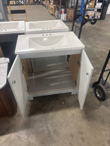 30 in. W x 19 in. D x 33 in. H Single Sink Freestanding Bath Vanity in Pearl Gray with White Cultured Marble Top