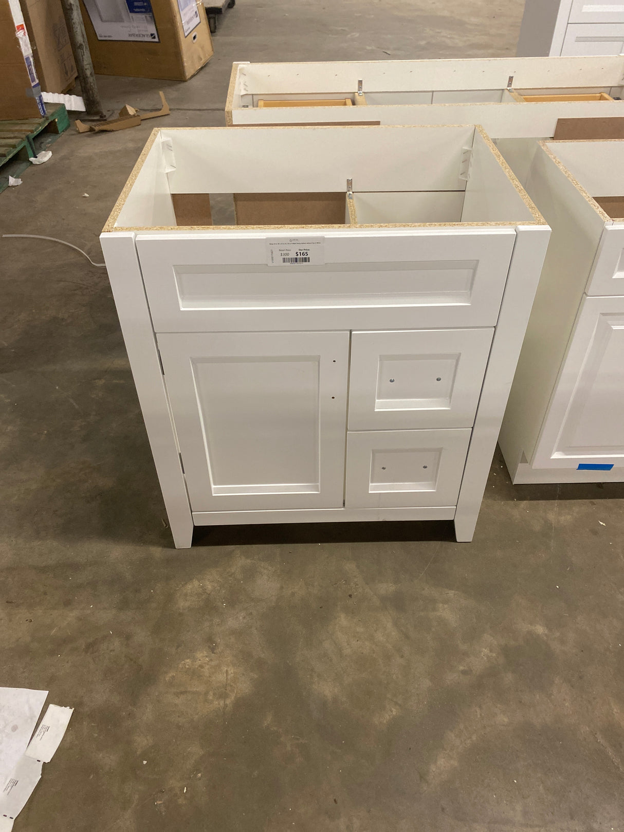 Ridge 30 in. W x 22 in. D x 34 in. H Bath Vanity Cabinet without Top in White