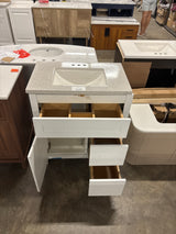 Clady 31 in. W x 19 in. D x 35 in. H Single Sink Freestanding Bath Vanity in White with Silver Ash Cultured Marble Top