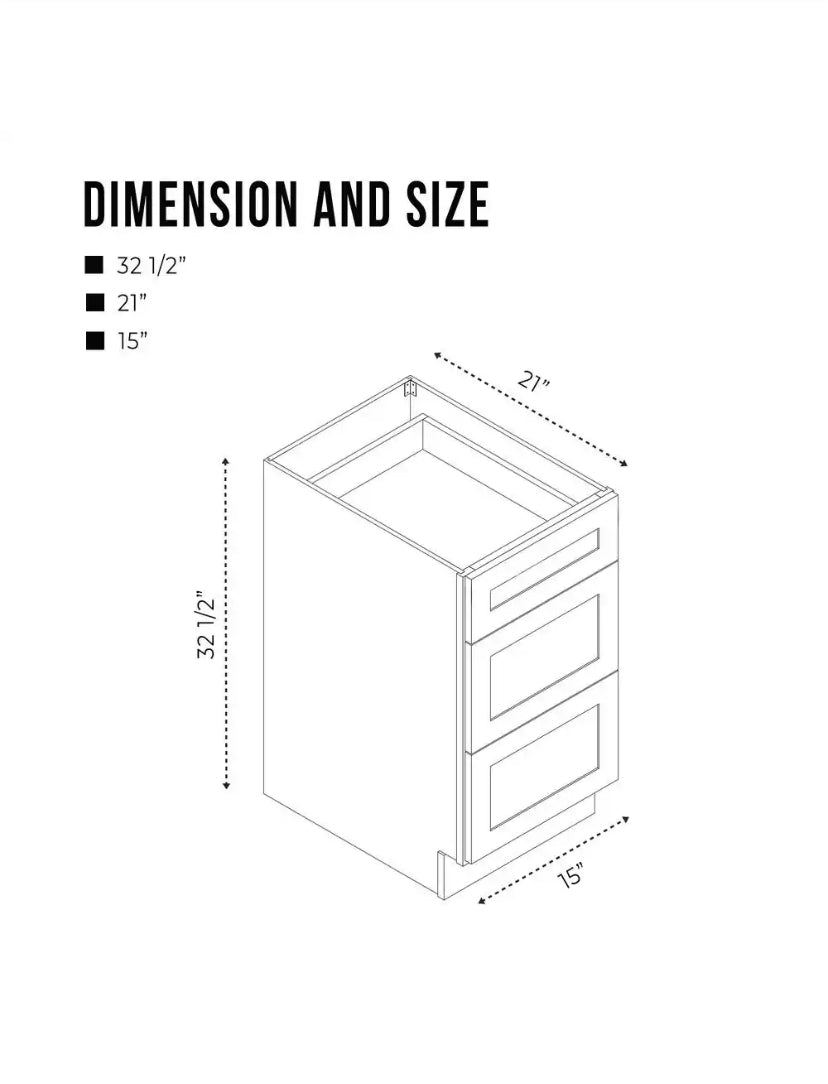 15 in. W x 21 in. D x 32.5 in. H 3-Drawers Bath Vanity Cabinet Only in White