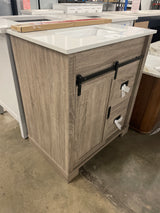 Brindley 30 in. Single Sink Freestanding Weathered Gray Bath Vanity with White Engineered Stone Top (Assembled)