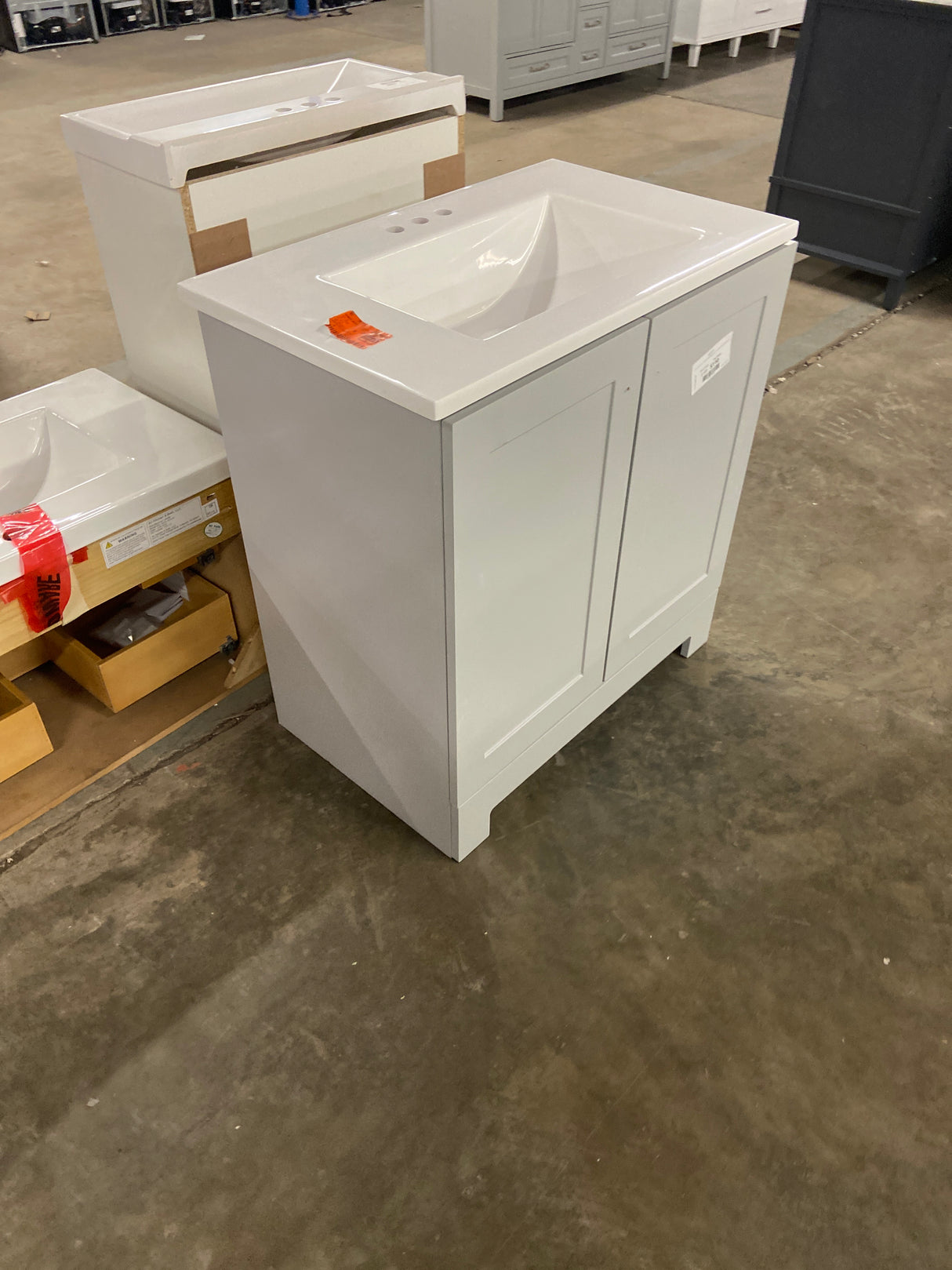 30 in. W x 19 in. D x 33 in. H Single Sink Freestanding Bath Vanity in Pearl Gray with White Cultured Marble Top