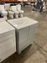 24 in. W x 19 in. D x 33 in. H Single Sink Freestanding Bath Vanity in Pearl Gray with White Cultured Marble Top