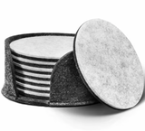 4 in. Dia Round Black Felt Coasters with Holder (Set of 8)