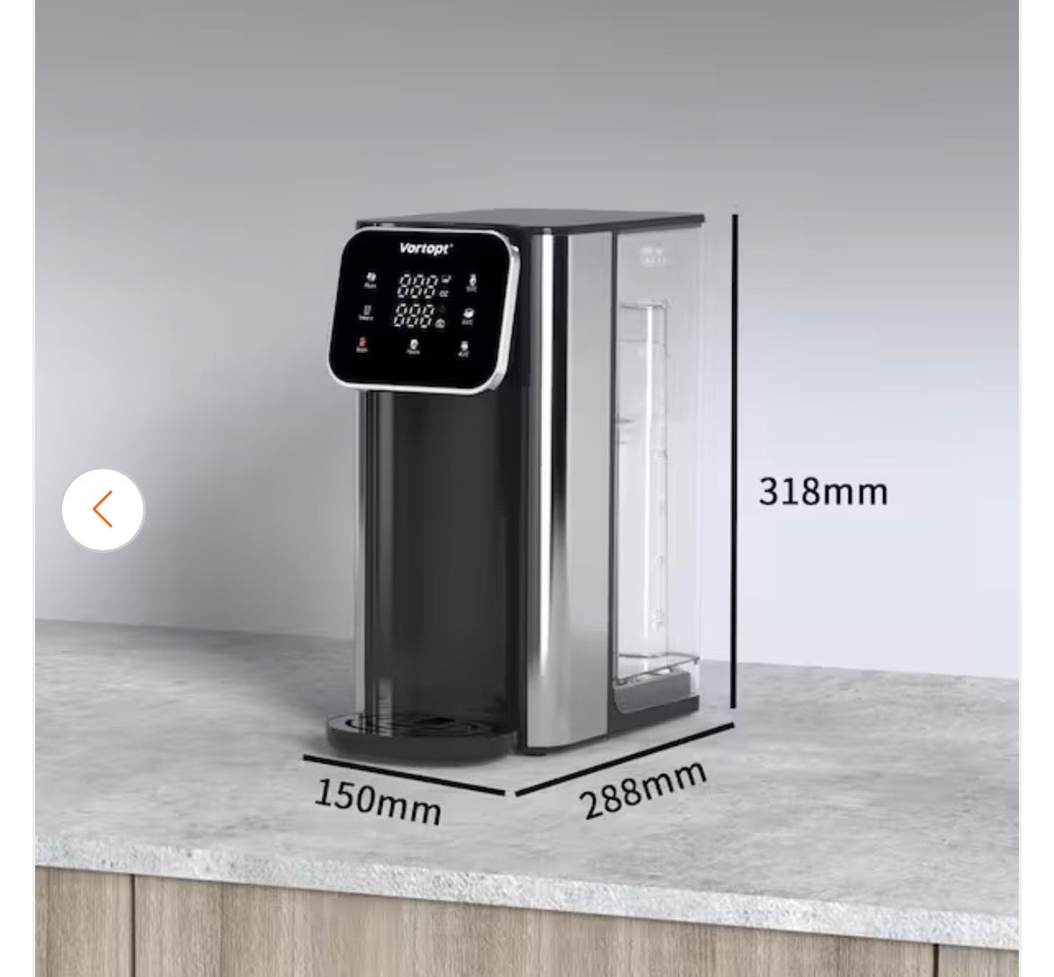 Countertop Instant Hot Water Dispenser, NSF Certified, 1 Gal., 4-Temps, 3-Adjustable Water Output Levels