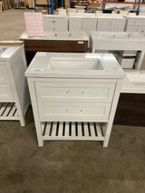 Autumn 30 in. W x 19 in. D x 34.50 in. H Freestanding Bath Vanity in White with White Engineered Stone Top