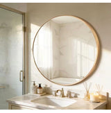 27.5 in. W x 27.5 in. H Round Modern Gold Aluminum Alloy Framed Bathroom Mirror Wall Mirror