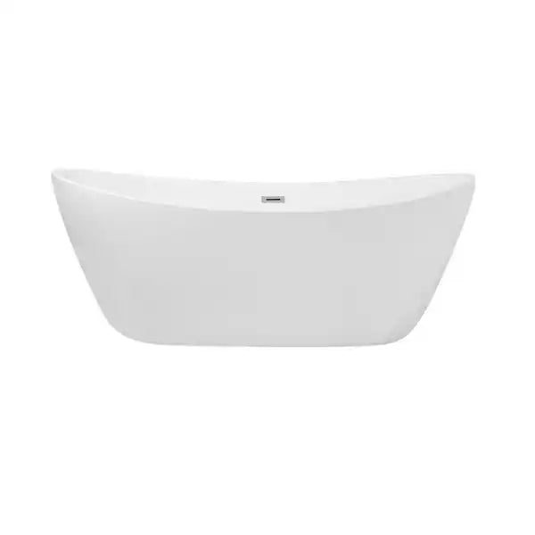 Timeless Home 72 in. L x 31.5 in. W x 28 in. H Oval Acrylic Flatbottom Non-Whirlpool Bathtub in Glossy White
