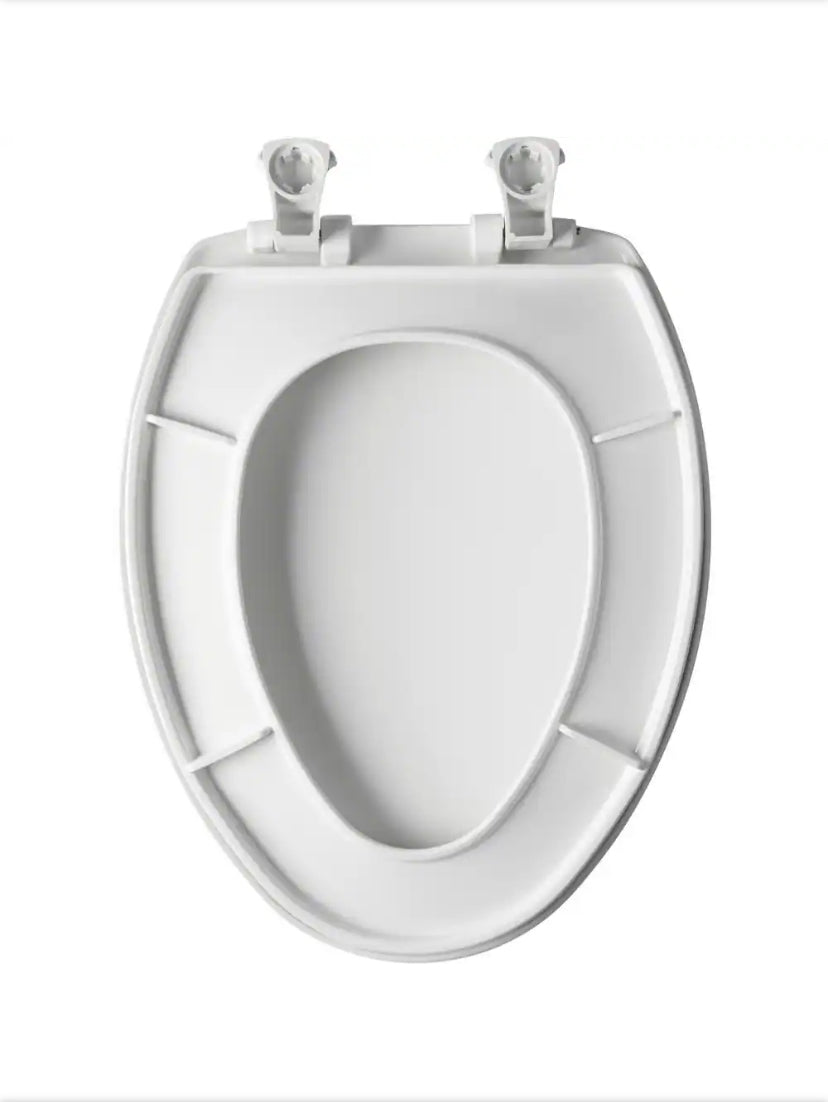 Elongated Closed Front Plastic Toilet Seat in White Removes for Easy Cleaning