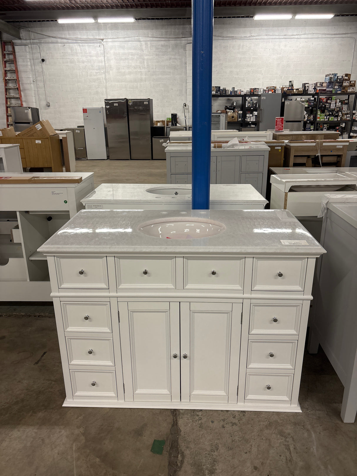 Hampton Harbor 44 in. W x 22 in. D Bath Vanity in White with Natural Marble Vanity Top in White