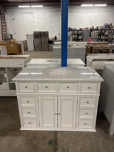 Hampton Harbor 44 in. W x 22 in. D Bath Vanity in White with Natural Marble Vanity Top in White