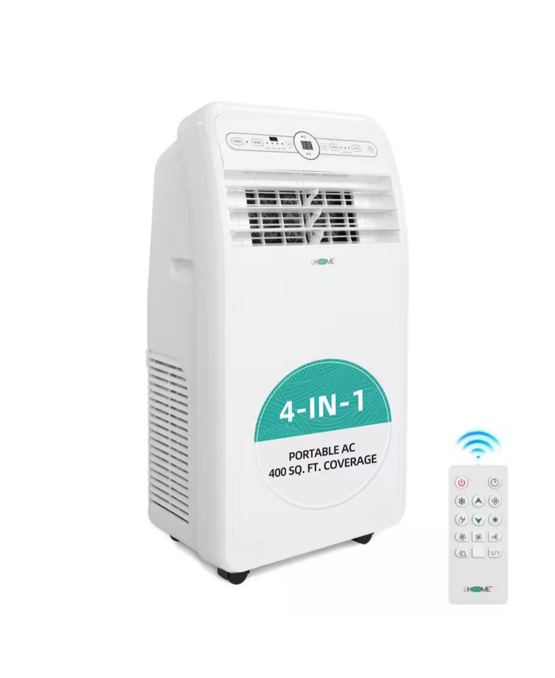 12,000 BTU (7,500 BTU DOE) Portable Air Conditioner Cools 400 sq. ft. with Heater, Dehumidifier, Remote & Window Kit