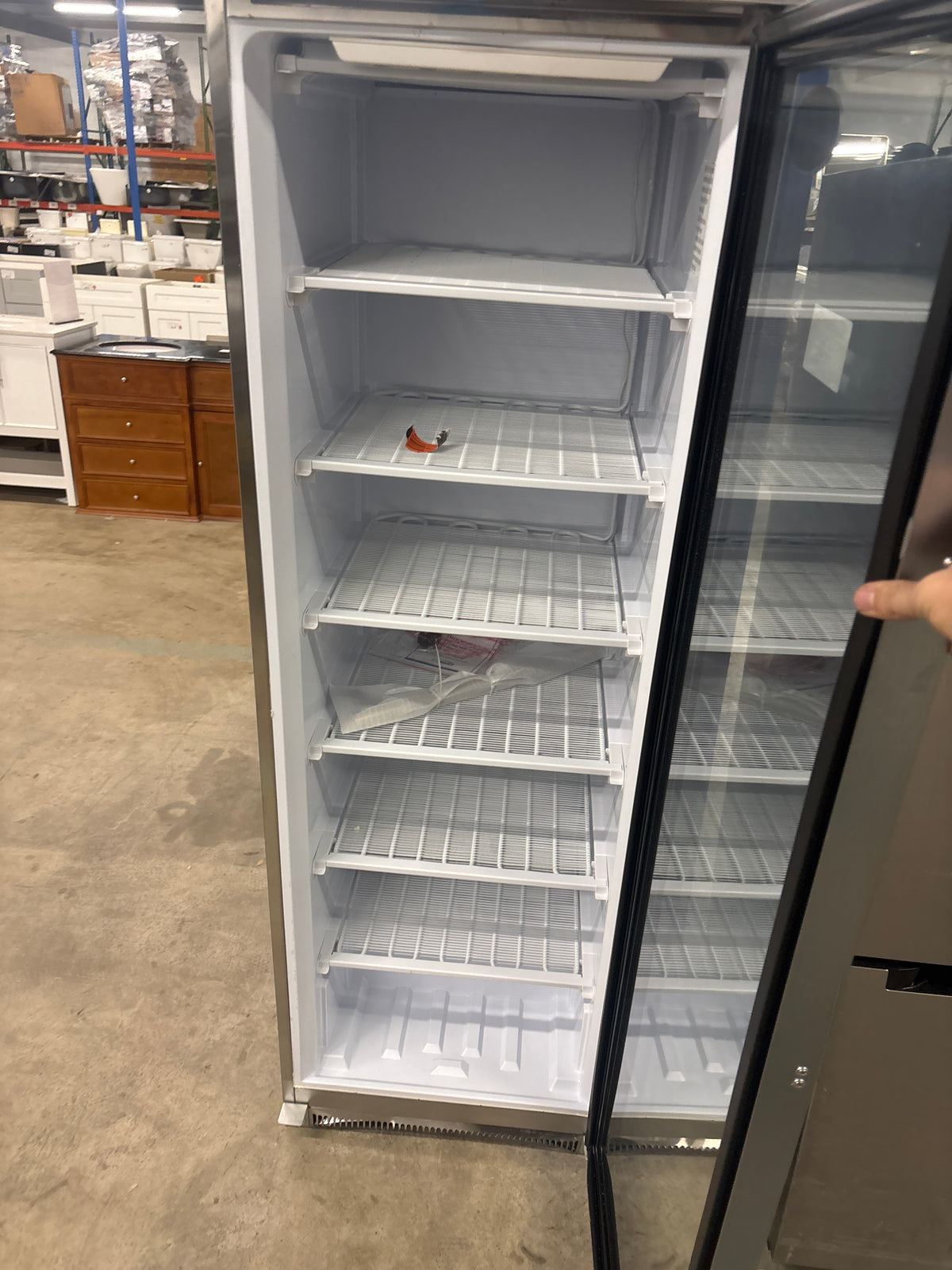 24 in. 12 cu. ft. Manual Defrost Upright Freezer Glass Door Commercial Reach in Stainless-Steel Garage Ready