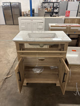 Doveton 30 in. W x 19 in. D x 34.50 in. H Freestanding Vanity in Weathered Tan with White Engineered Stone Top