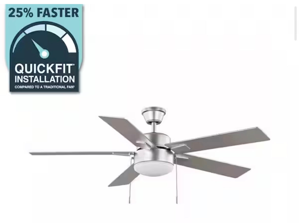 52 in. Corwin Indoor/Outdoor Silver LED Ceiling Fan with Light Kit