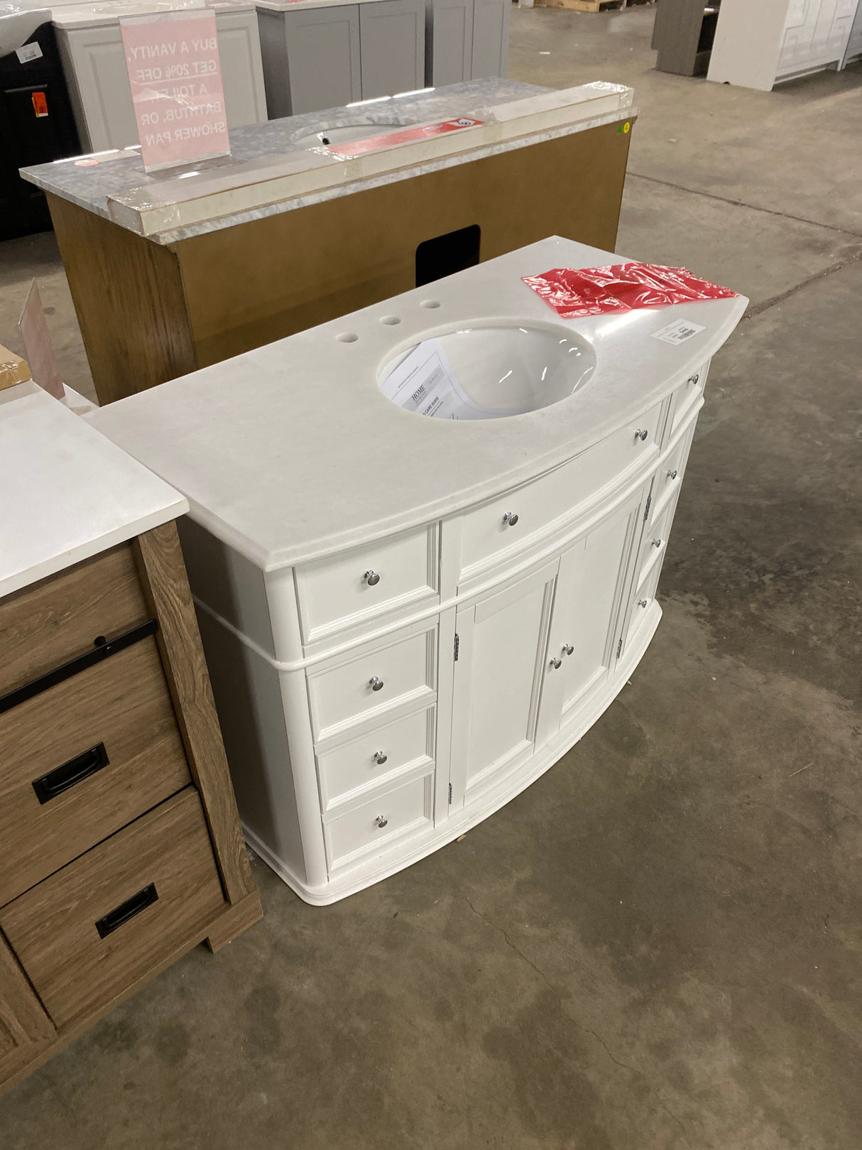 Hampton Harbor 45 in. W x 22 in. D x 35 in. H Freestanding Bath Vanity in White with White Marble Top