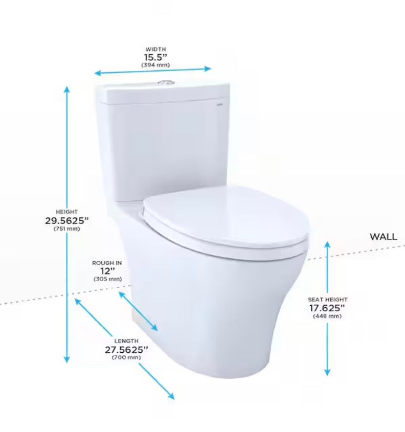 Aquia IV 2-Piece 0.9/1.28 GPF Dual Flush Elongated ADA Comfort Height Toilet in Cotton White, SoftClose Seat Included