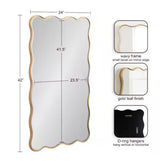 Viona Gold 24 in. W x 42 in. H MidCentury Scalloped Wood Wall Mirror