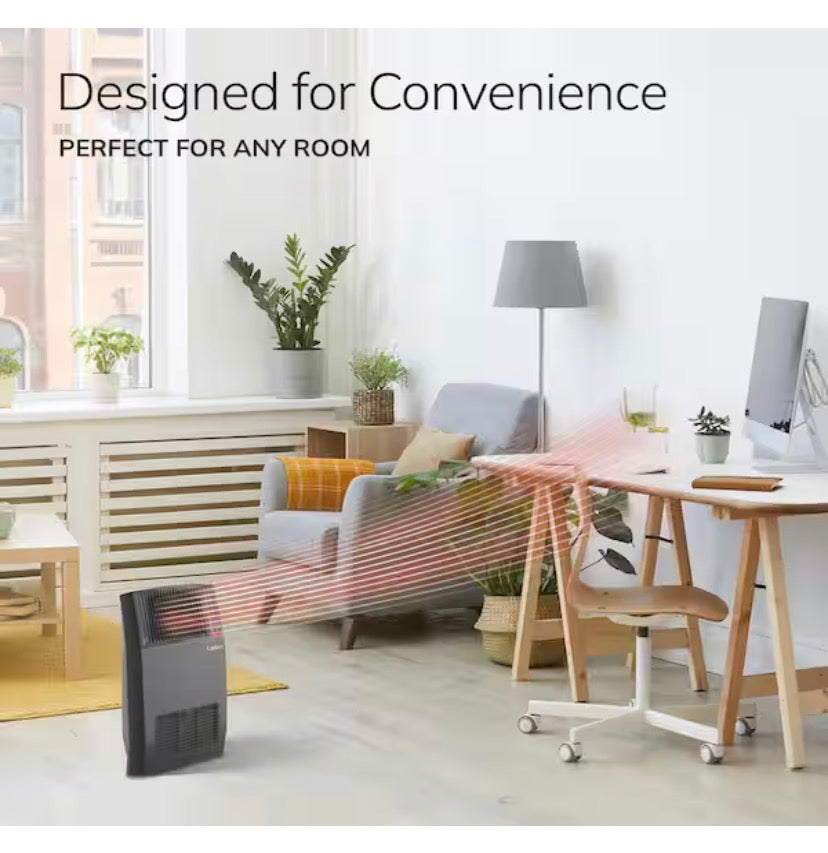 1500-Watt 20 in. Black Electric Console Ceramic Space Heater with Tip-Over Switch, Adjustable Louvers, Timer, Remote