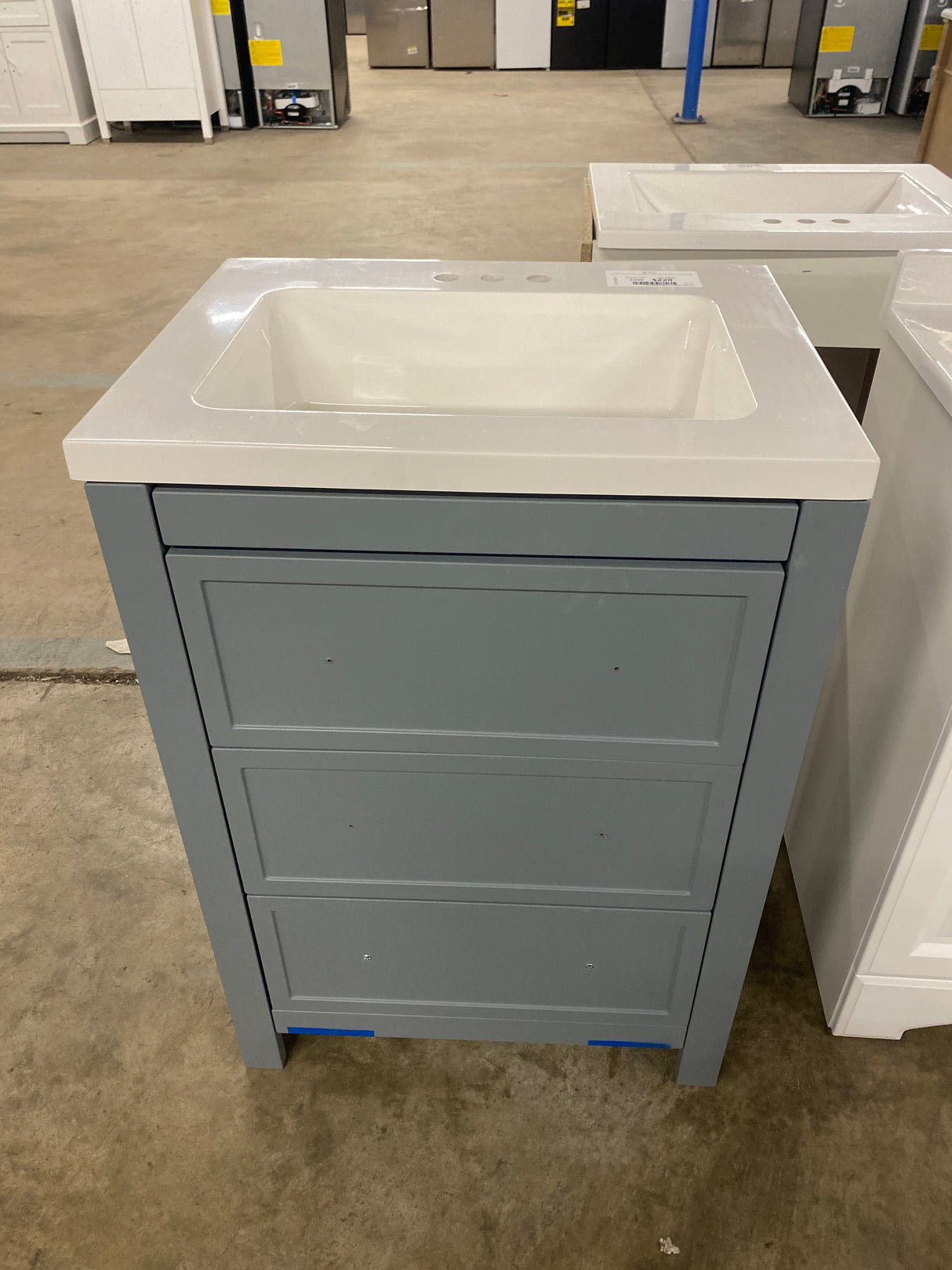 Hailey 25 in. Single Sink Laguna Blue Bath Vanity with White Cultured Marble Top (Assembled)