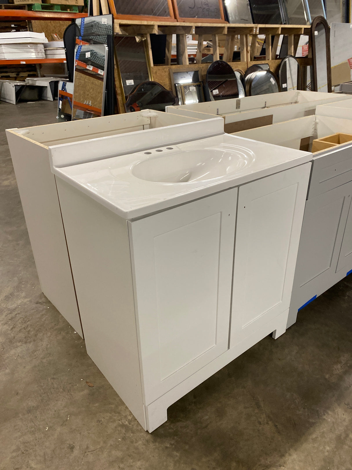31 in. Single Sink White Bath Vanity with White Cultured Marble Top (Assembled)