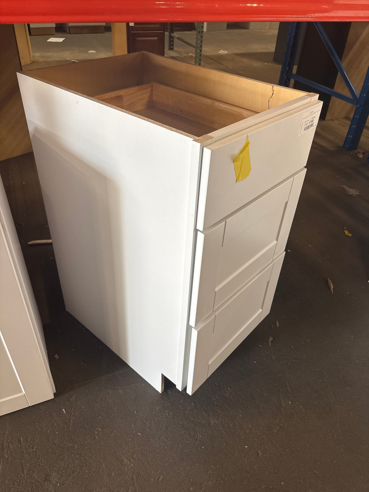 Shaker Satin White Stock Assembled Drawer Base Kitchen Cabinet with Drawer Glides (18 in. x 34.5 in. x 24 in.)