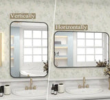 24 in. W x 36 in. H Rectangular Aluminum Alloy Framed Rounded Black Wall Mirror