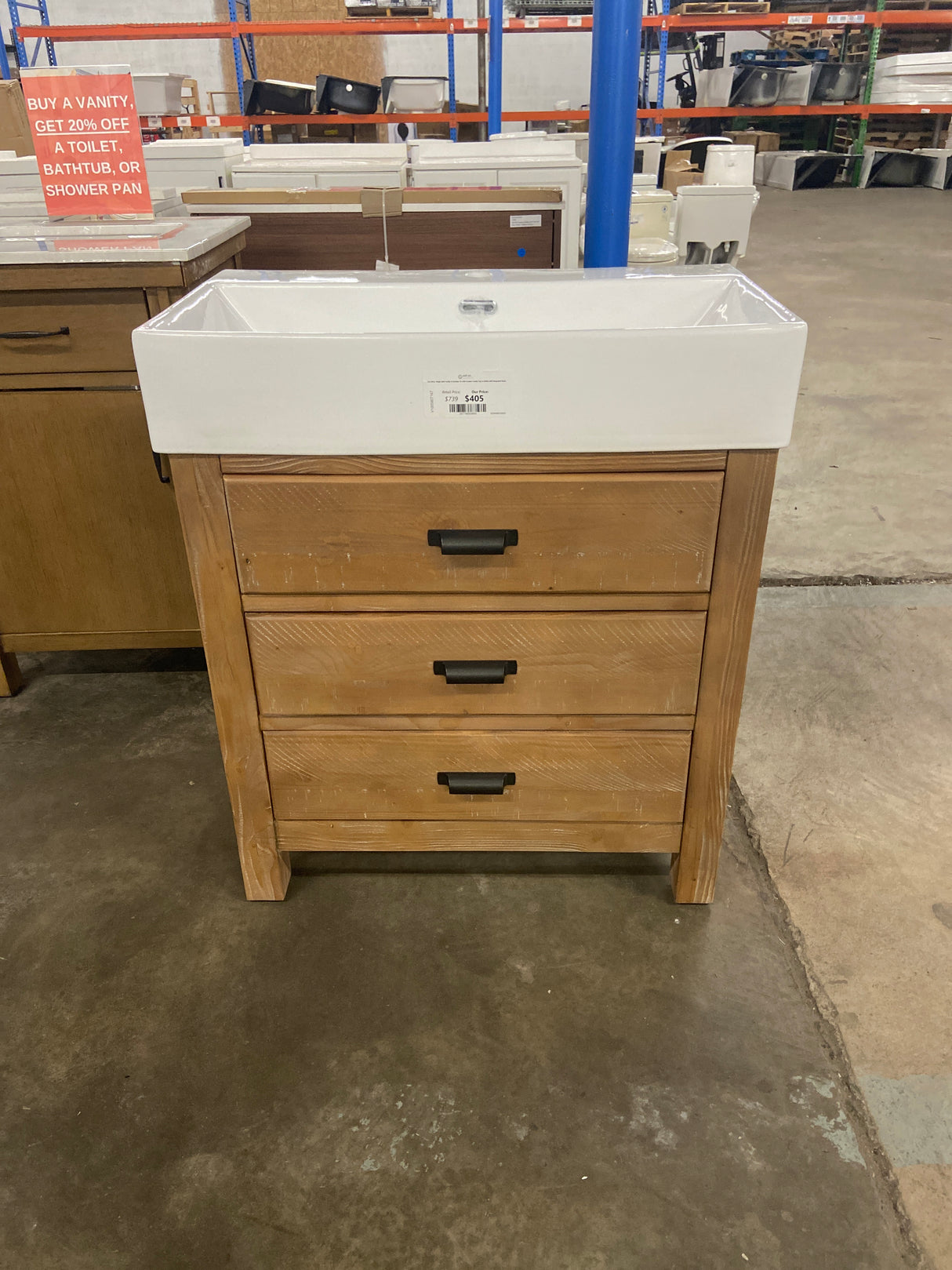 Ava 30 in. Single Bath Vanity in Reclaim Fir with Ceramic Vanity Top in White with Integrated Basin