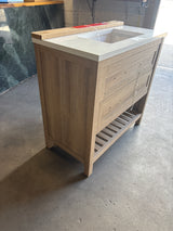 Autumn 36 in. W x 19 in. D x 34.5 in. H Single Sink Bath Vanity in Weathered Tan with White Engineered Stone Top