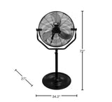 30 in. 3-Speeds High Velocity Tilting Pedestal Fan with Adjustable Height in Black