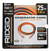 25 ft. 10/4 Heavy Duty Outdoor L14-30 Amp Generator Extension Cord with Lighted End, Orange/Grey