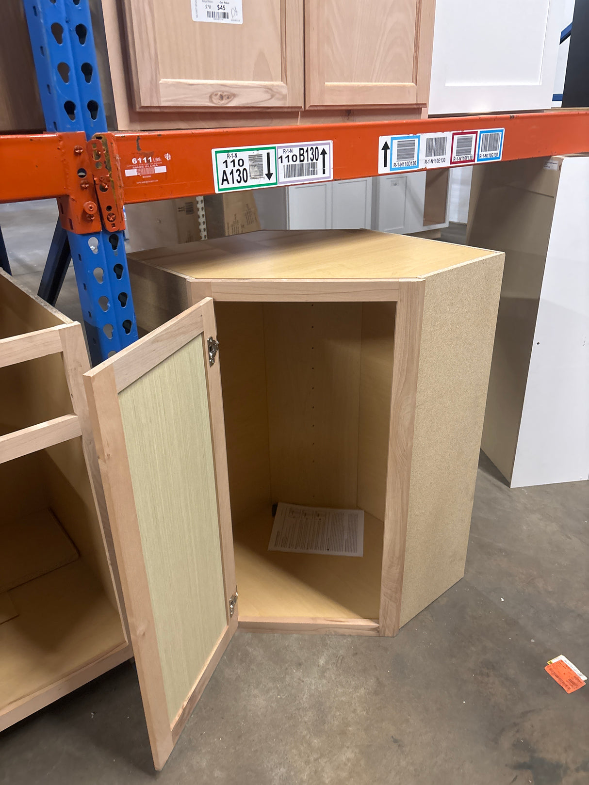 Hampton Assembled 24x36x12 in. Wall Diagonal Cabinet in Unfinished Beech