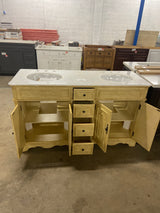 Simply Living 60 in. W x 21.5 in. D x 35 in. H Bath Vanity in Antique Beige with White Marble Top