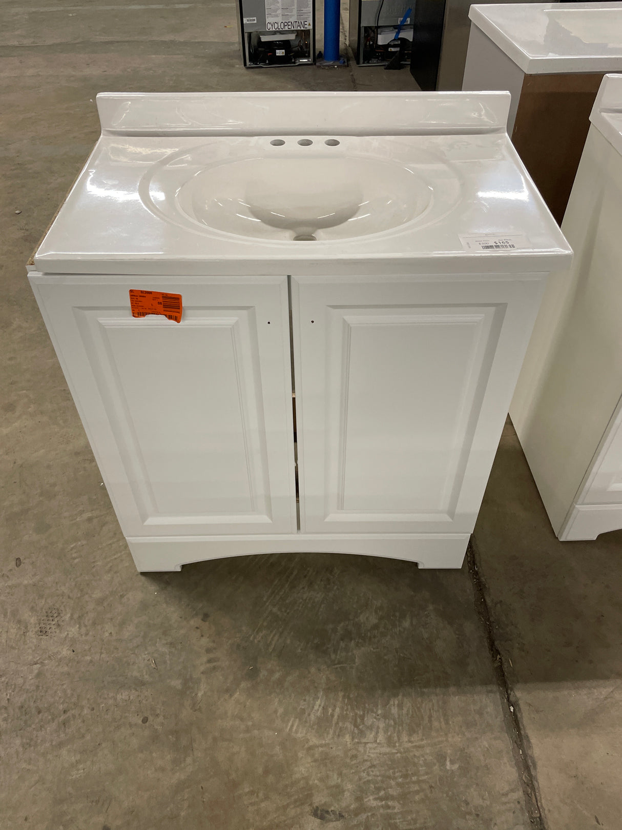 31 in. W x 19 in. D x 35 in. H Single Sink Freestanding Bath Vanity in White with White Cultured Marble Top