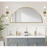 16 in. W x 32 in. H Half Circle Gold Aluminum Alloy Framed Decorative Wall Mirror
