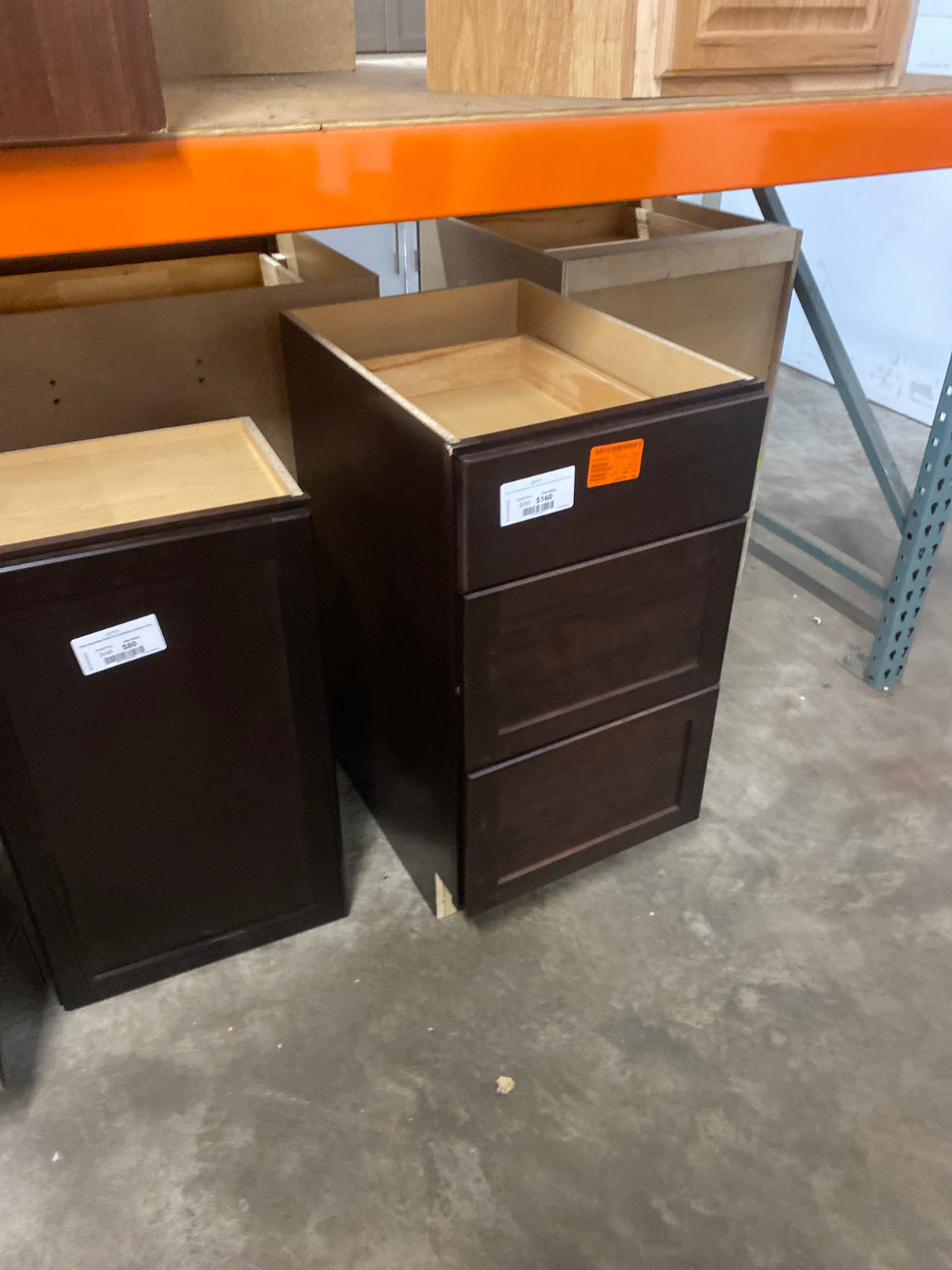 Shaker Java Stock Assembled Drawer Base Kitchen Cabinet with Ball-Bearing Drawer Glides (18 in. x 34.5 in. x 24 in.)