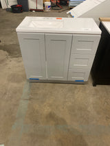 Bannister 37 in. W x 19 in. D x 35 in. H Single Sink Bath Vanity in Pearl Gray with White Cultured Marble Top