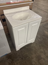 Everdean 25 in. W x 19 in. D x 34 in. H Single Sink Freestanding Bath Vanity in White with White Cultured Marble Top